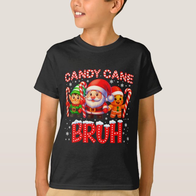 Candy Cane Bruh Cute Santa Elf Christmas Xmas Boy  T Shirt (Framsida)