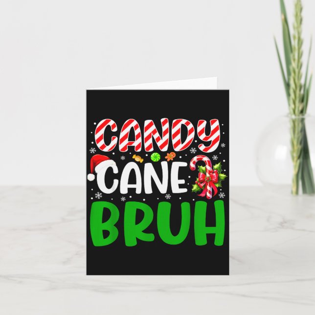 Candy Cane Bruh Funny Christmas Family Matching Xm Kort (Framsida)
