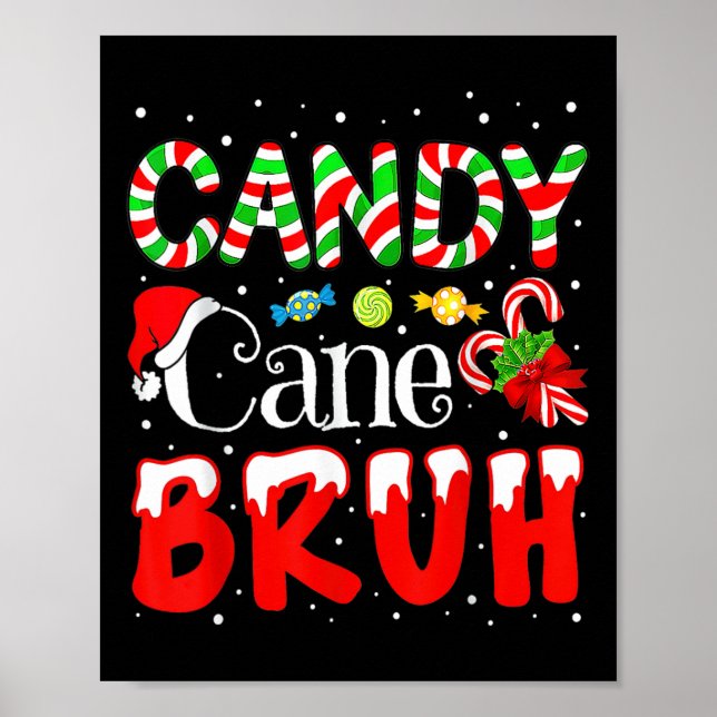 Candy cane Bruh Jul Candy Kids Pajamas Poster (Framsidan)