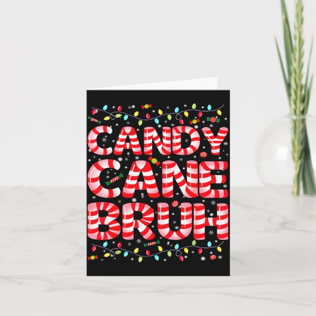 Candy Cane Bruh Tree Light Pjs Christmas Xmas Men  Kort (Framsida)