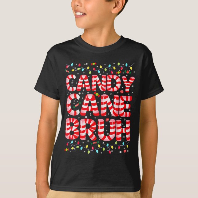Candy Cane Bruh Tree Light Pjs Christmas Xmas Men  T Shirt (Framsida)