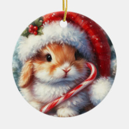Candy cane Bunny Rabbit Jul Julgransprydnad Keramik
