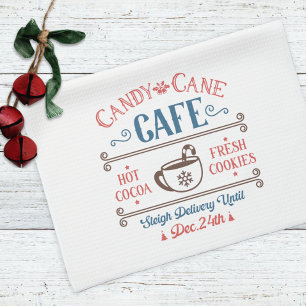 Candy cane Cafe Helgdag jul Kökshandduk