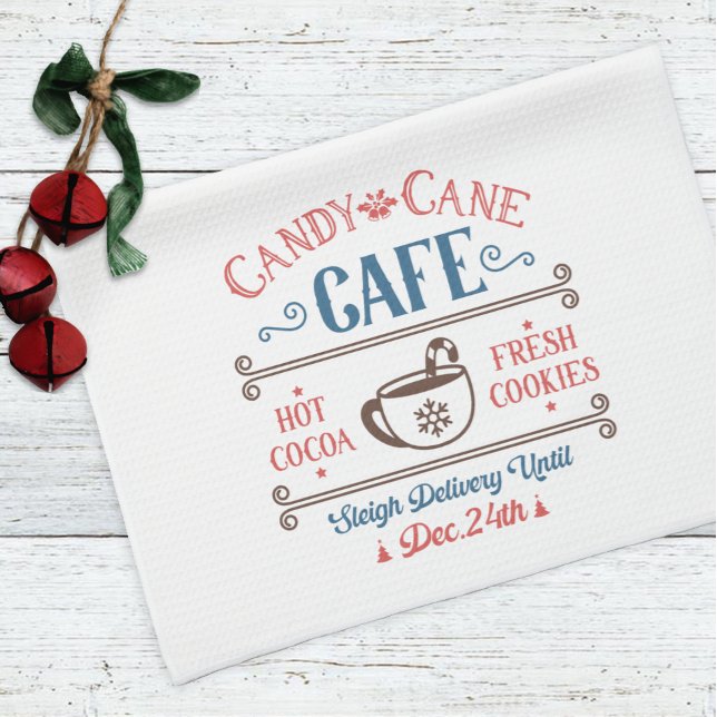 Candy cane Cafe Helgdag jul Kökshandduk (Skapare uppladdad)