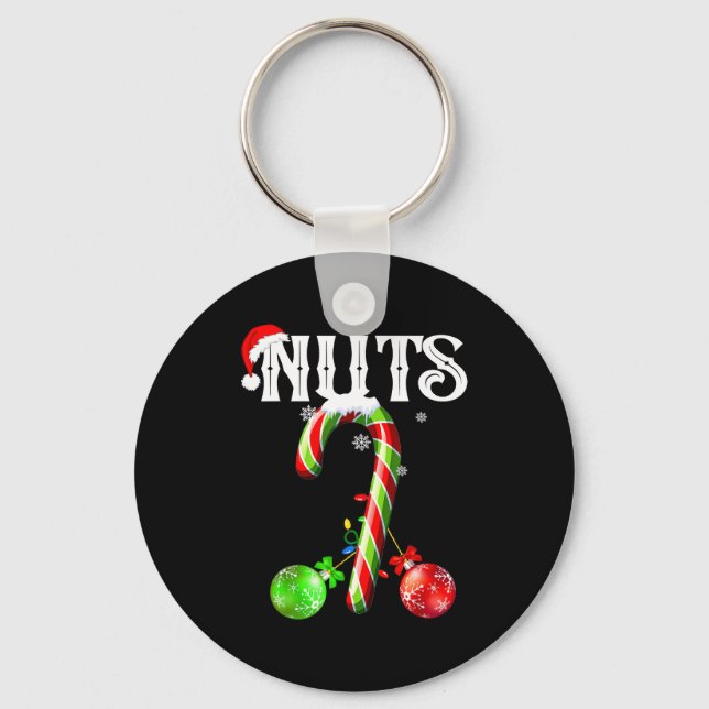 Candy Cane Chest Nuts Couples Funny Chestnuts Xmas Nyckelring (Framsida)