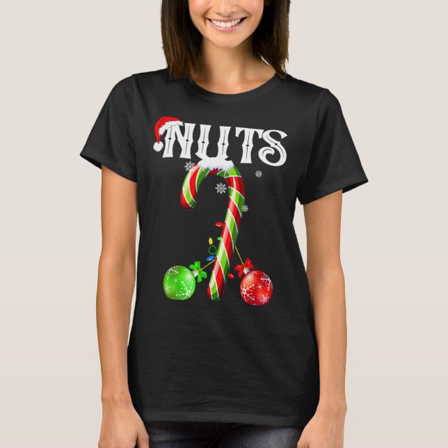 Candy Cane Chest Nuts Couples Funny Chestnuts Xmas T Shirt (Framsida)