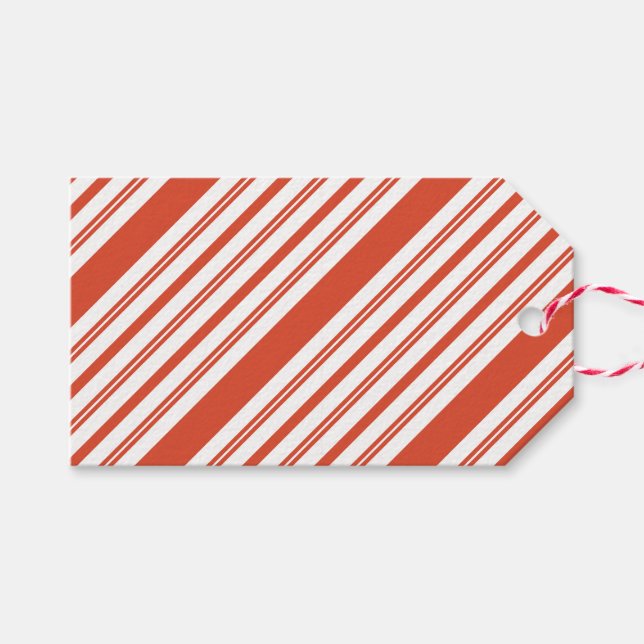 Candy Cane Chorus-Stripe-Diagonal Presentetikett (Framsidan (Horizontal))