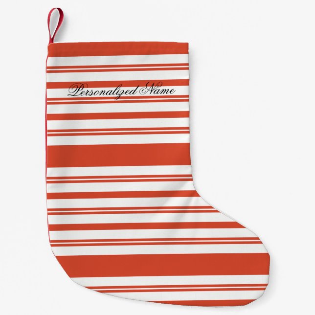 Candy Cane Chorus-Stripe-Horizontal Liten Julstrumpa (Framsidan)