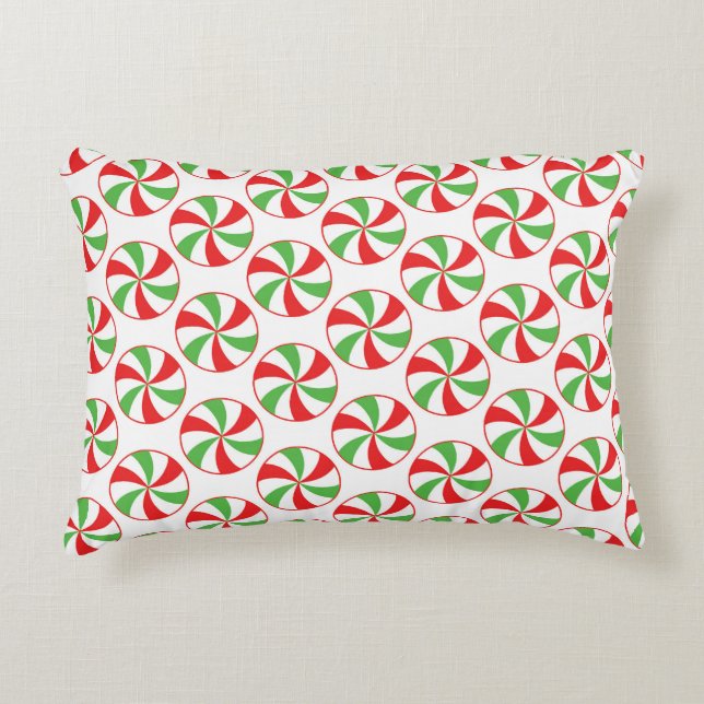 Candy Cane Christmas Candy Printed Throw Pillow Prydnadskudde (Framsidan)
