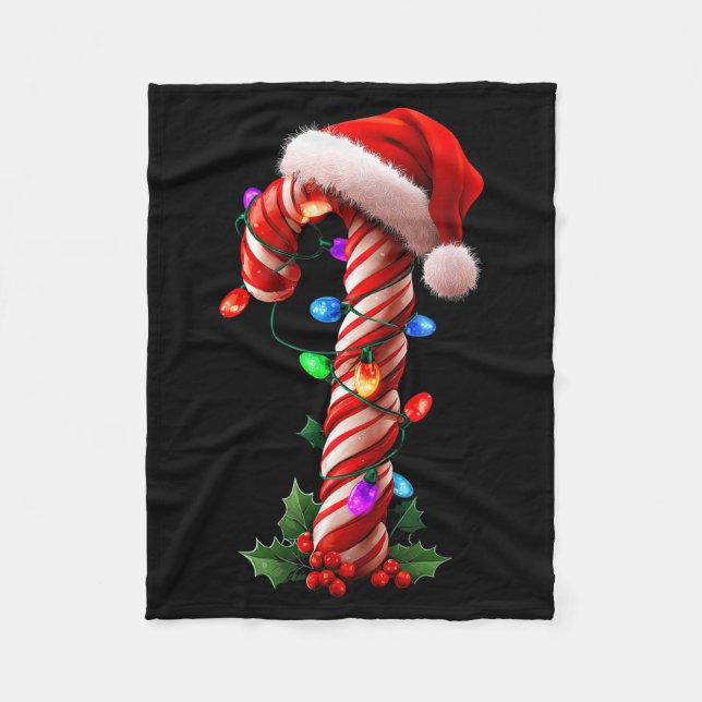 Candy Cane Christmas Design Boys Girls Kids Adults Fleecefilt (Framsidan)