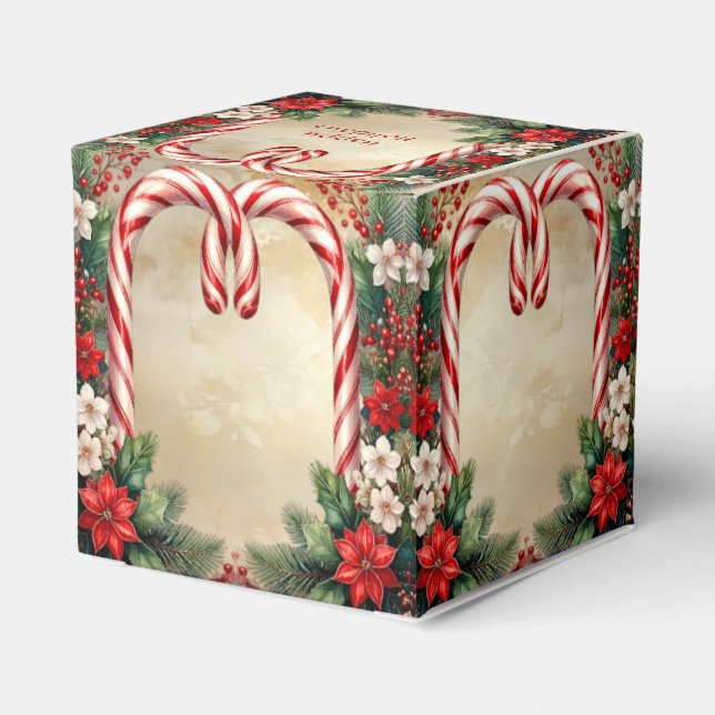 Candy Cane Christmas Holiday Favor Box Presentaskar (Baksidan Sidan)