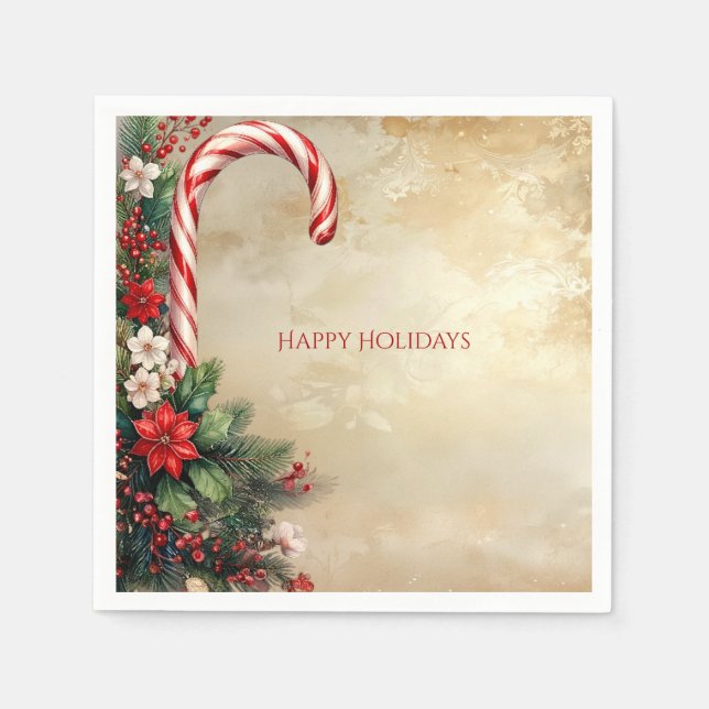 Candy Cane Christmas Holiday Napkin Pappersservett (Framsidan)