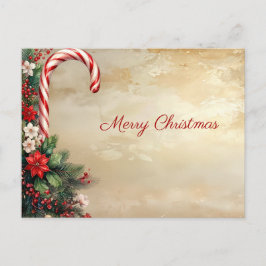 Candy Cane Christmas Holiday Postcard Vykort