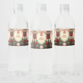 Candy Cane Christmas Holiday Water Bottle Label Vattenflaskor Etikett