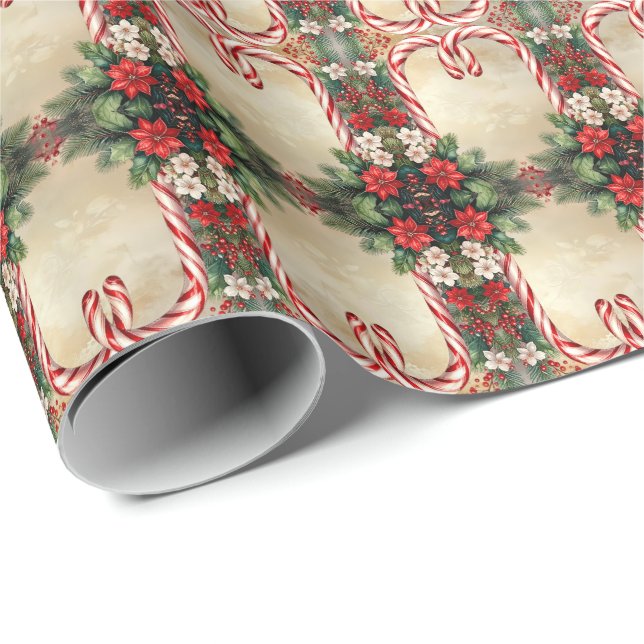 Candy Cane Christmas Holiday Wrapping Paper Presentpapper (Rullad Hörn)