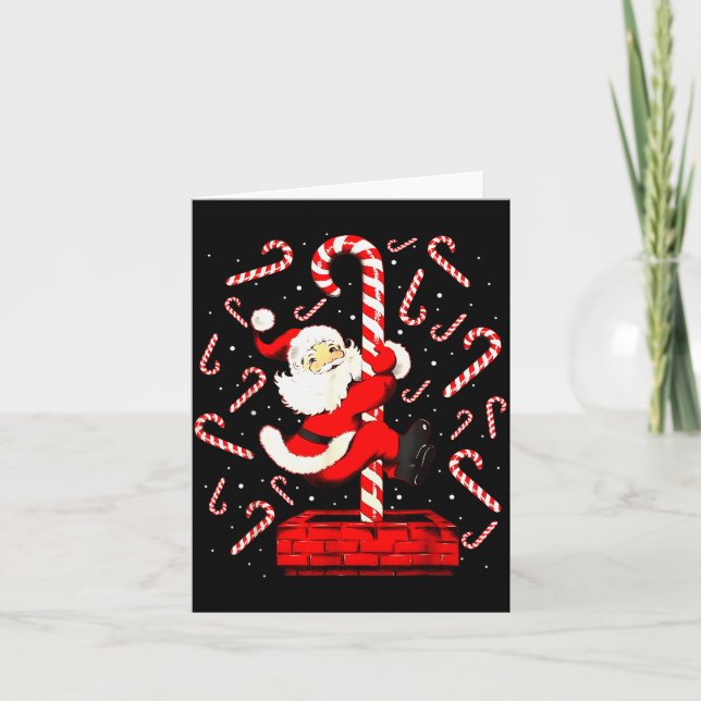 Candy Cane Christmas Santa Funny Lights Xmas Men W Kort (Framsida)