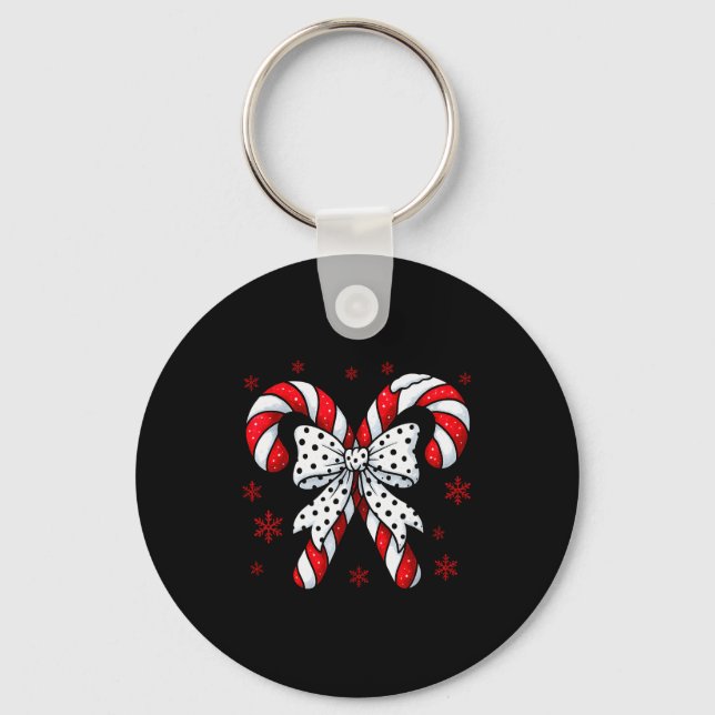 Candy Cane Christmas Season Girls Womens Retro Coq Nyckelring (Framsida)