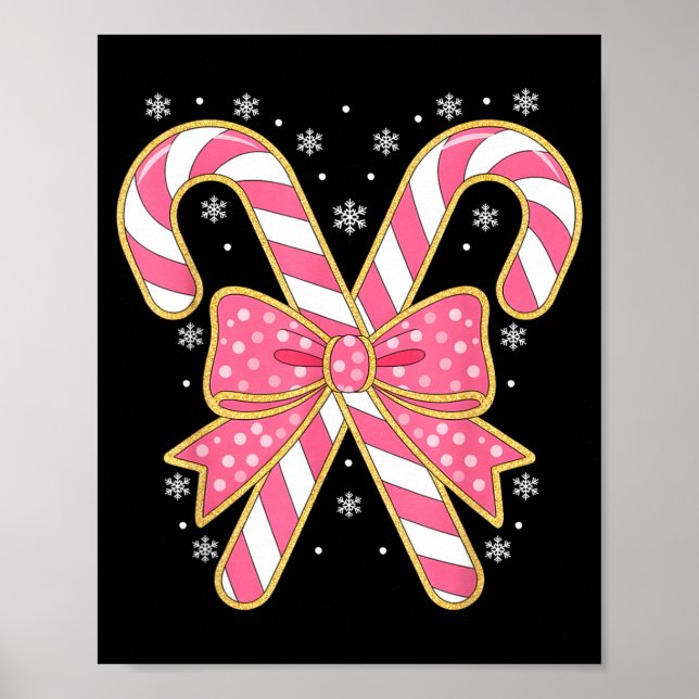 Candy Cane Christmas Season Girls Womens Retro Coq Poster (Framsidan)