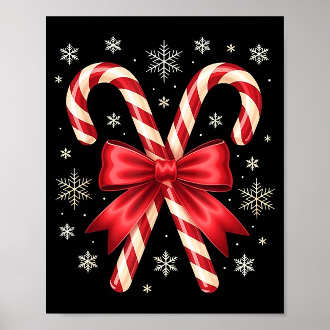 Candy Cane Christmas Season Girls Womens Retro Coq Poster (Framsidan)