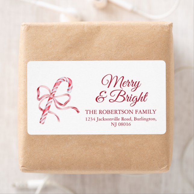 Candy Cane Christmas Shipping Label Fraktsedel (Insitu)