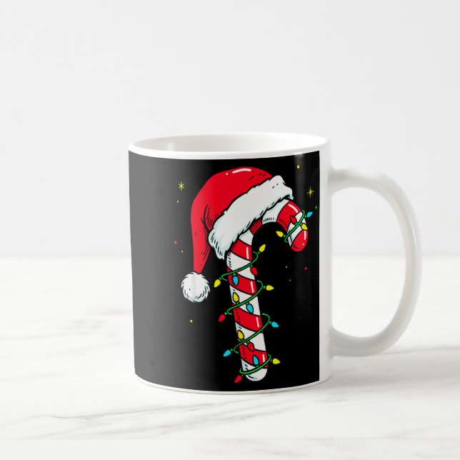 Candy Cane Christmas Shirt Santa Hat Family Matchi Kaffemugg (Höger)