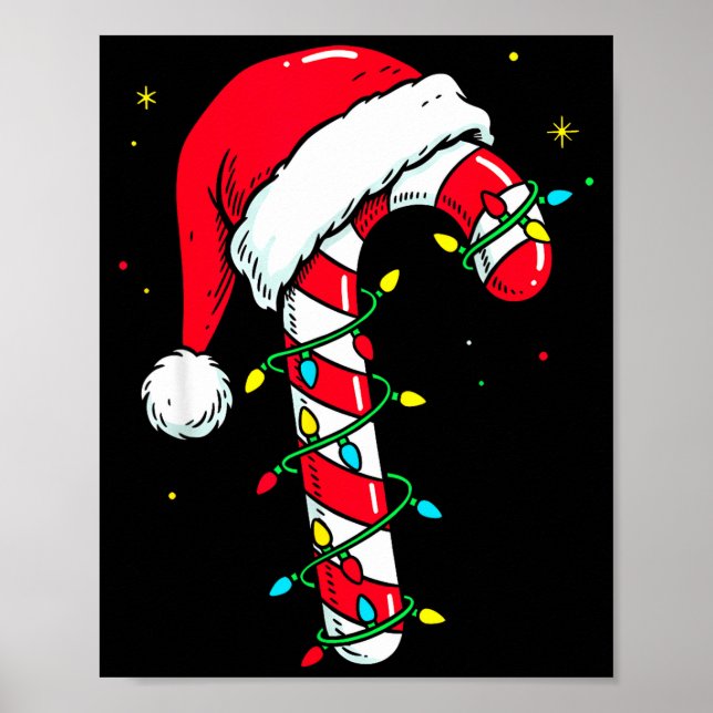 Candy Cane Christmas Shirt Santa Hat Family Matchi Poster (Framsidan)