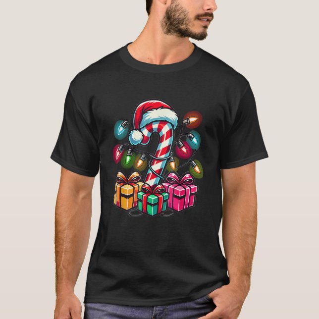Candy Cane Christmas Sweets Xmas  T Shirt (Framsida)