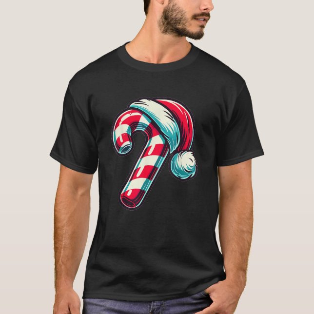 Candy Cane Christmas Sweets Xmas  T Shirt (Framsida)
