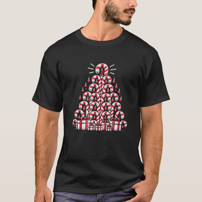Candy Cane Christmas Tree Xmas For Men Women Kids  T Shirt (Framsida)