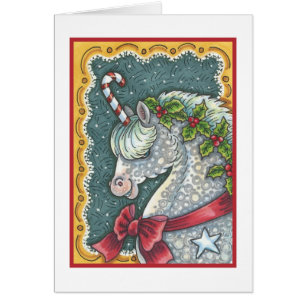 CANDY CANE CHRISTMAS UNICORN GREETING CARD B OBS KORT