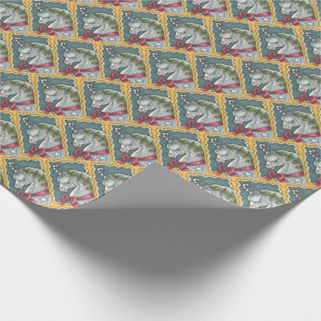 CANDY CANE CHRISTMAS UNICORN, HORSE WRAPPP PAPPER PRESENTPAPPER (Hörn)