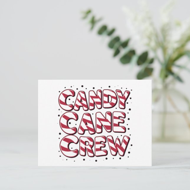 Candy Cane Crew Älskare Jul Xmas Pyjamas Helg Vykort (Stående Fram)