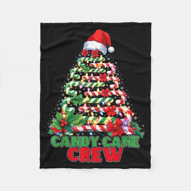 Candy Cane Crew Christmas Funny Xmas Matching Fami Fleecefilt (Framsidan)