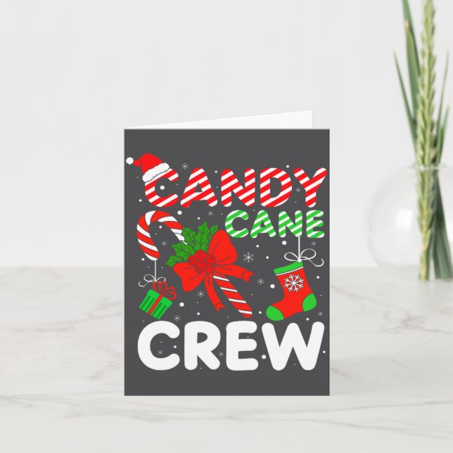 Candy Cane Crew Christmas Funny Xmas Matching Fami Kort (Framsida)