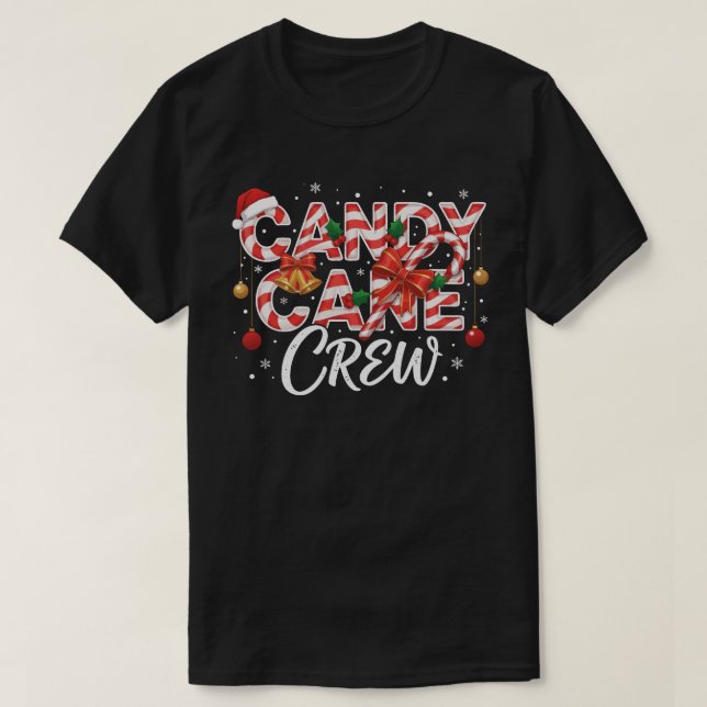Candy Cane Crew Christmas T-Shirt – Festive Red  (Design framsida)