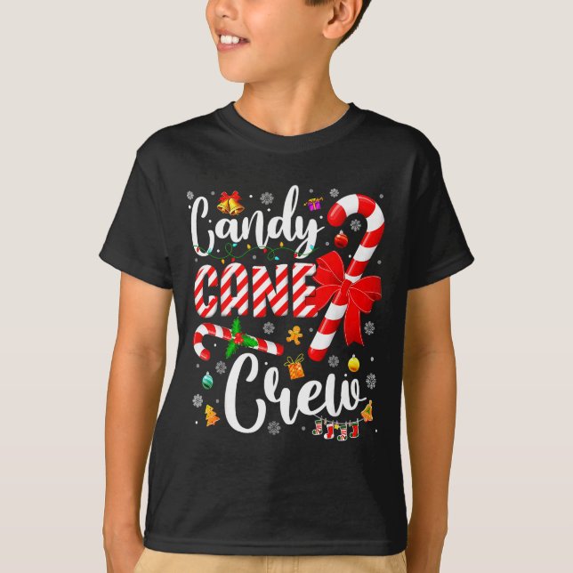 Candy Cane Crew Christmas Xmas Love Candy Boys Gir T Shirt (Framsida)