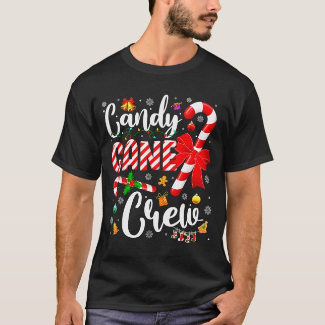 Candy Cane Crew Christmas Xmas Love Candy Boys Gir T Shirt (Framsida)