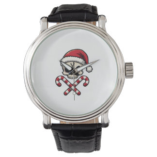 Candy Cane Crew Dödskalle Jul 2025 Rolig Man Pojke Armbandsur