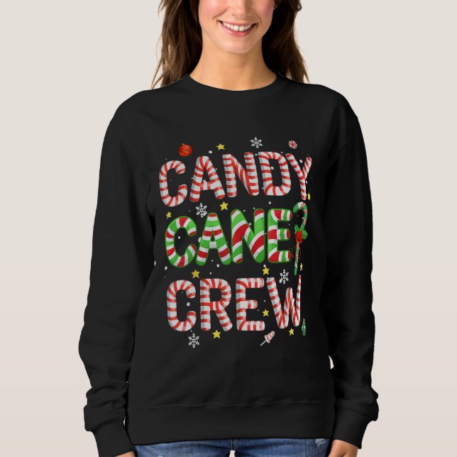 Candy Cane Crew Funny Christmas Candy   X mas Paja T Shirt (Framsida)