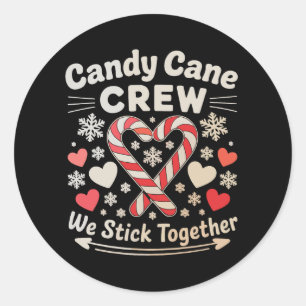 Candy Cane Crew Hjärt Jul Matchande Familj Xmas Runt Klistermärke