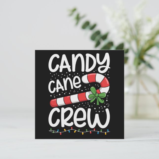 Candy Cane Crew Jul Familj Xmas Högtid  Julkort (Stående Fram)