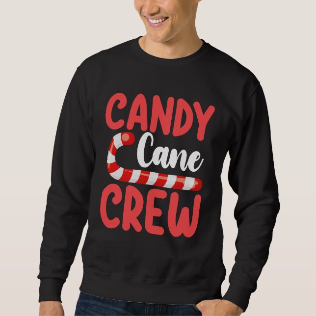 Candy Cane Crew jul pyjamas för familjen Lång Ärmad Tröja (Framsida)
