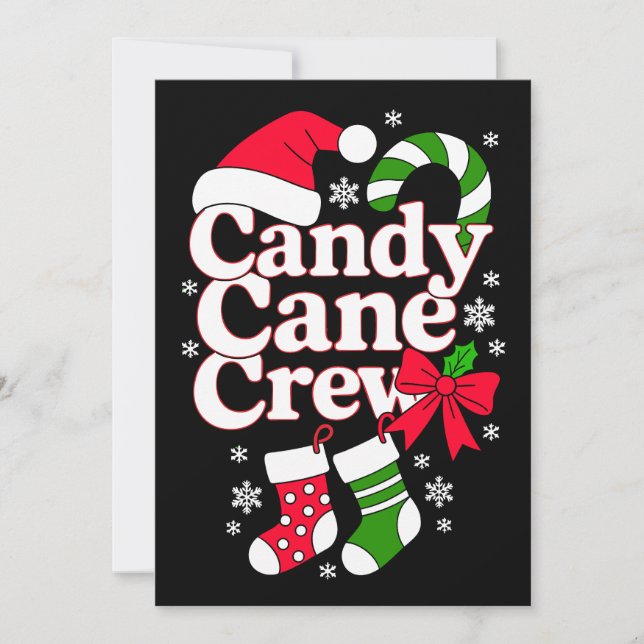 Candy Cane Crew jul Santa hatt Snöflinga Inbjudningar (Framsida)