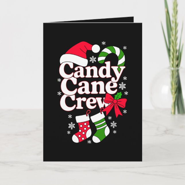 Candy Cane Crew jul Santa hatt Snöflinga Kort (Framsida)