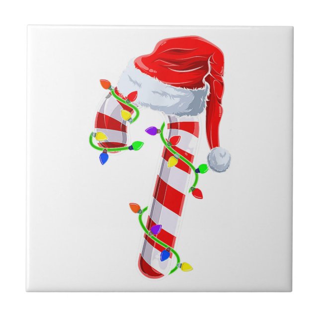 Candy Cane Crew Julbelysningar Familj Matchande X Kakelplatta (Framsidan)