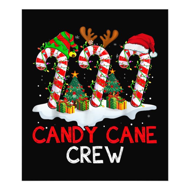 Candy cane Crew-jultomten Elf Reindeer X-mas Fototryck (Framsidan)