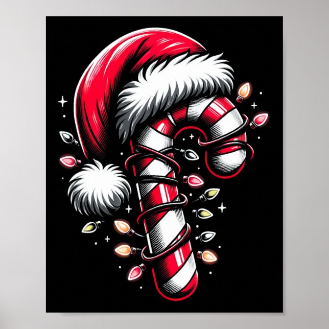 Candy cane Crew-Ljuset-julfamiljen som matchar X Poster (Framsidan)