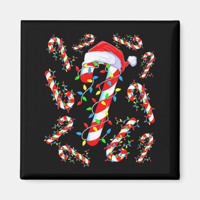 Candy Cane Crew Red And White Santa Funny Christma Magnet (Framsidan)