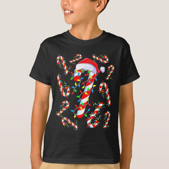 Candy Cane Crew Red And White Santa Funny Christma T Shirt (Framsida)