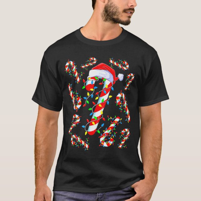 Candy Cane Crew Red And White Santa Funny Christma T Shirt (Framsida)